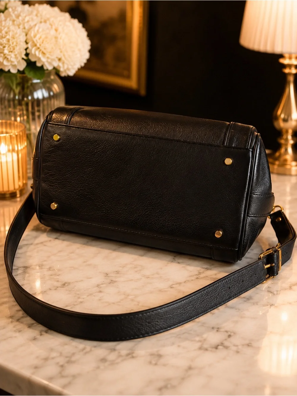 SOLD!! Tory Burch Daria Top Handle Satchel Black Leather Bag